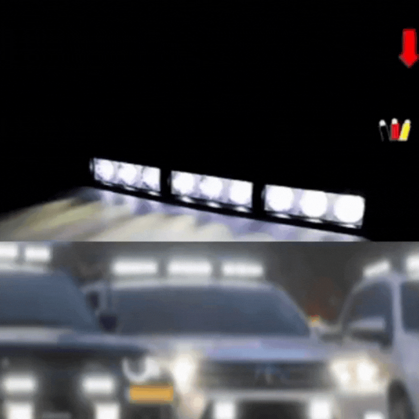 FLASH MODE – COMPACT 12V LED LIGHT BAR FOR 4x4 INTENSE WHITE + FLASH MODE